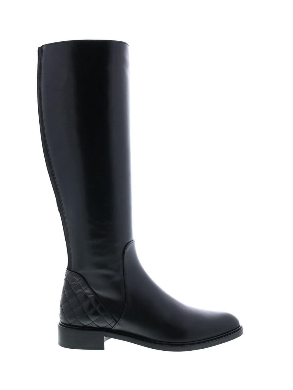 Aquatalia Geneva Calf Elastic Womens Black Leather Zipper Knee High Riding Boots